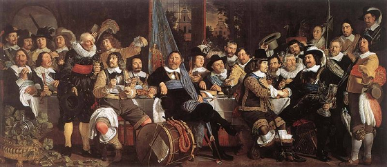 Banquet de la garde civique d'Amsterdam à l'occasion de la paix de Münster par Bartholomeus van der Helst - peint en 1648